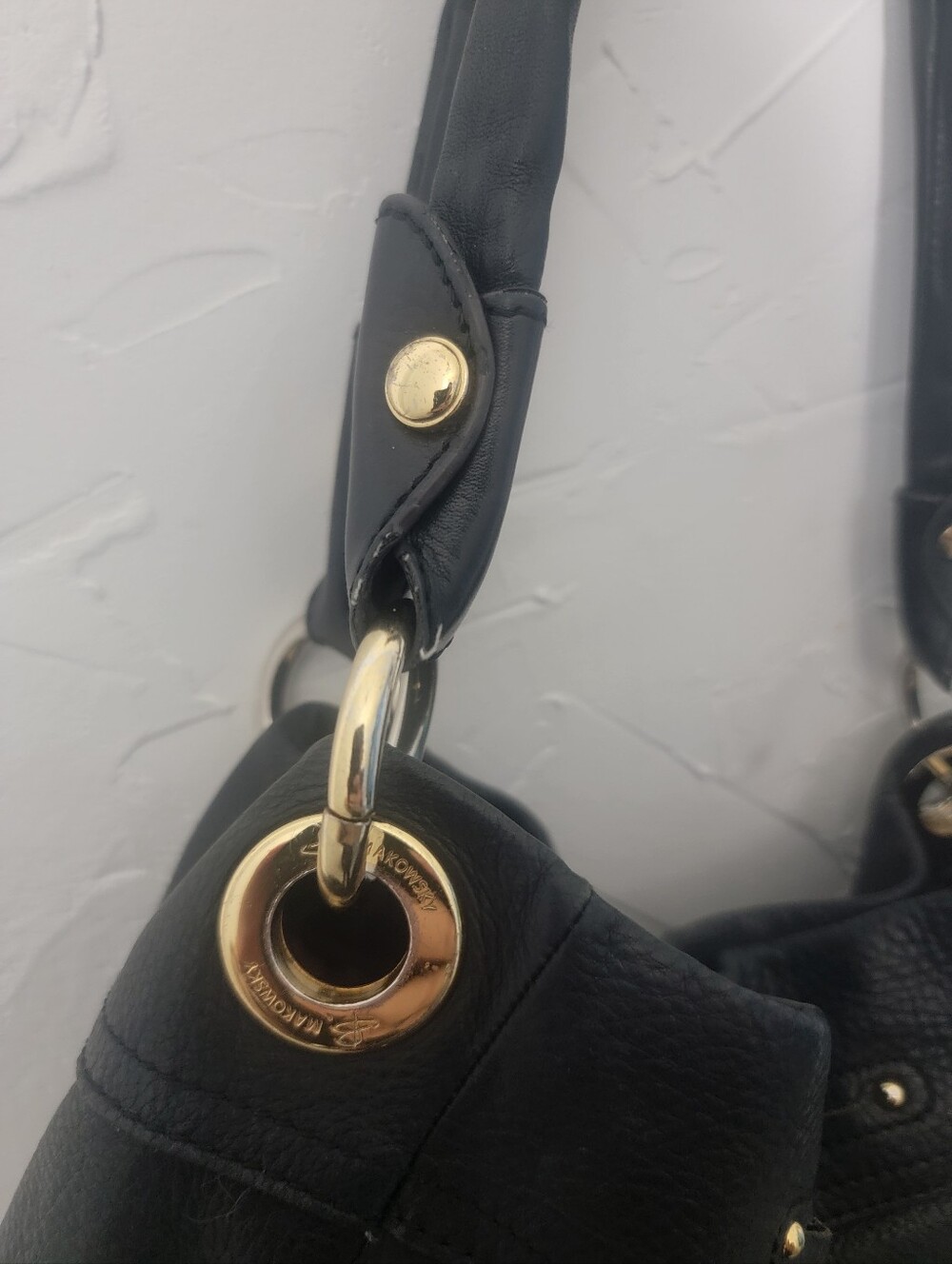 Leather B makowsky Hobo Bag With Leopard Lining And gold Hardware Excellent - Picture 4 of 8